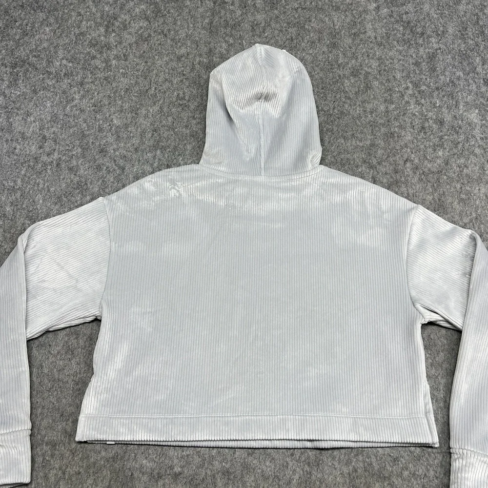 Athleta Girl‎ Hoodie Girls XL Gray Velour V Neck Long Sleeve Pullover Cropped